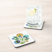 Polnischer Blumengelb-Ocker Papercut-Design Getränkeuntersetzer (Rechte Seite)