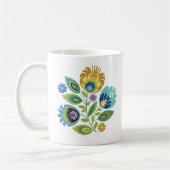 Polnischer Blumengelb-Ocker Papercut-Design Kaffeetasse (Links)