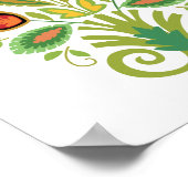 Polnischer Blumengestein Roter Paperschnitt Poster (Ecke)