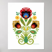 Polnischer Blumengestein Roter Paperschnitt Poster (Vorne)