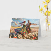 Polnischer Couple Dancing Karte (Gelbe Blume)