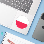 Polnischer Flaggenrundkleber Aufkleber (Laptop mit iPhone)