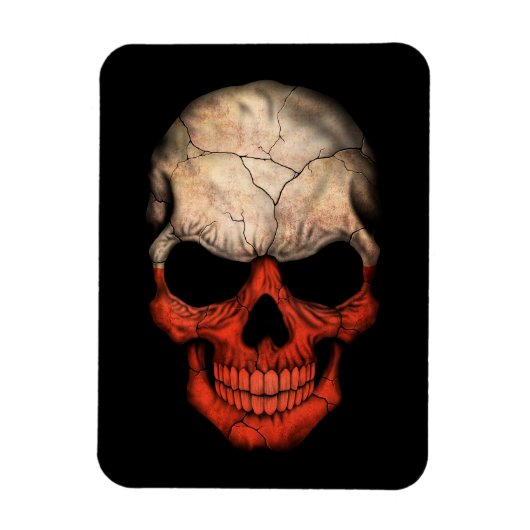 Polnischer Flaggenschädel auf schwarz Magnet (Vertikal)
