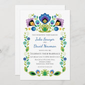 Polnischer Folk Blume Blauer Lavendel Einladung (Vorne/Hinten)