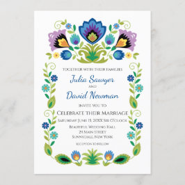 Polnischer Folk Blume Blauer Lavendel Einladung