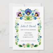 Polnischer Folk Blume Blauer Lavendel Save The Date (Vorderseite)