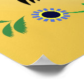 Polnischer Folk mit dekorativen Blüten und Hähnche Poster (Ecke)