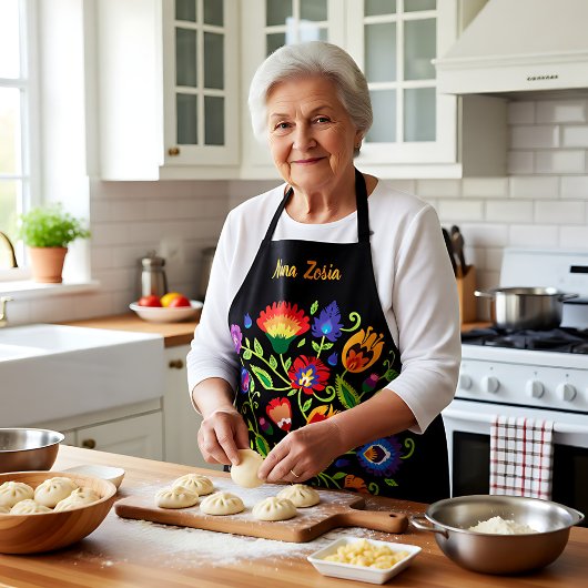 Polnischer Folklore Wycinanki, Sondertext schwarz Schürze