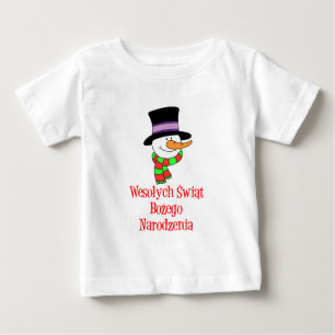 Polnischer frohe Weihnacht-Schneemann Baby T-shirt