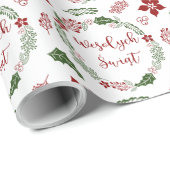 Polnischer froher Weihnachtskranz, Wesołych świąt Geschenkpapier (Rolleneckpunkt)