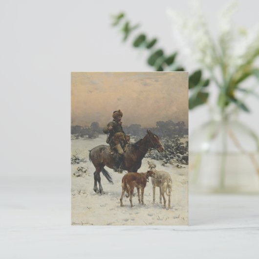 Polnischer Jäger auf Pferd Postkarte (Stehend Vorderseite)