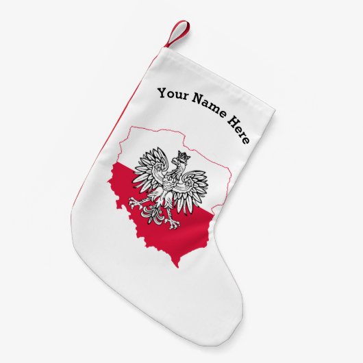 Polnischer Karten-Flaggen-WeihnachtsStrumpf Kleiner Weihnachtsstrumpf (Vorderansicht (hängend))