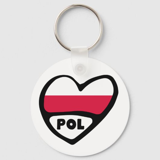 Polnischer Ländercode Flag Herz Keyring, POL Schlüsselanhänger (Vorderseite)