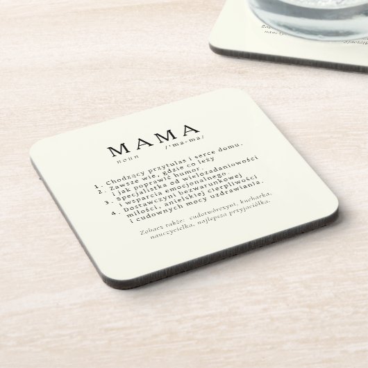 Polnischer Mama Geschenk - MAMA Definition ECKU Getränkeuntersetzer (Linke Seite)