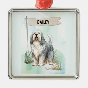 Polnischer Niederungshund Wasserfarbe Personalisie Ornament Aus Metall