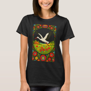 Polnischer Storch Volkskunst Polska Landdesign  T-Shirt