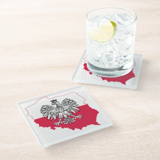 Polnischer Untersetzer für Flaggenglas (Schrägansicht)