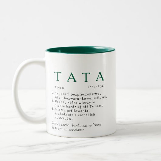 Polnischer Vater - Geschenk - TATA - Definition Zweifarbige Tasse (Links)