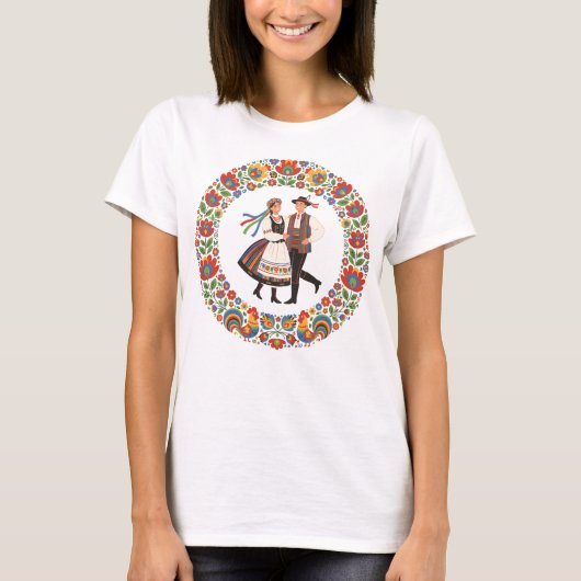 Polnischer Volkstanz Wycinanki T-Shirt (Vorderseite)