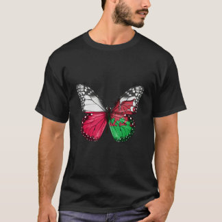 Polnischer Walisischer Flag Butterfly T-Shirt