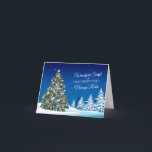 Polnischer Weihnachtsbaum Feiertagskarte<br><div class="desc">Elegante polnische Weihnachtskarte mit üppig dekorierten Fichtenbäumen voller Gold und Blautönen,  Glocken,  Garland und Bogen. Der polnische Text im Vorfeld lautet: Frohe Weihnachten und glückliches Neues Jahr. Weihnachtwünsche auch in polnischer Sprache: Ich wünsche Ihnen ein gesundes und fröhliches Weihnachten und ein glückliches Neues Jahr</div>