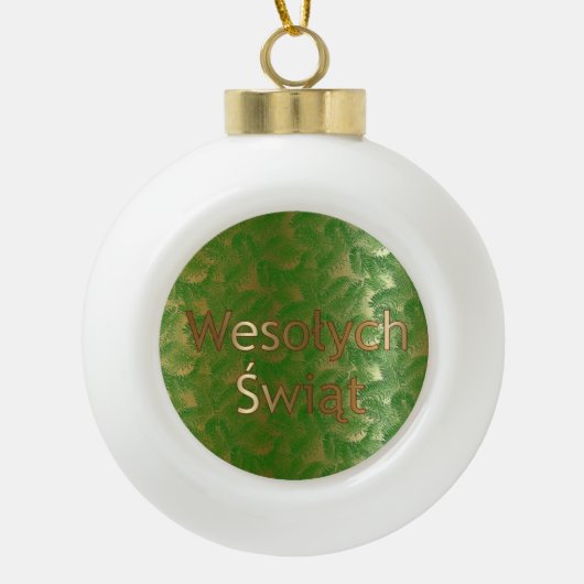 Polnischer Weihnachtsmarkt Poinsettia Keramik Ball Kugel-Ornament (Vorderseite)