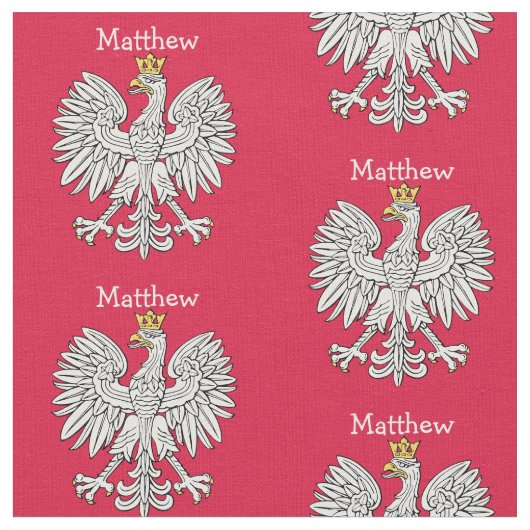 Polnischer Weißadler Wappen Personalisiert Stoff (Nahaufnahme)