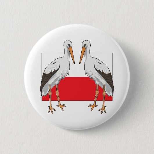 Polnischer Weißstorch Button (Vorderseite)