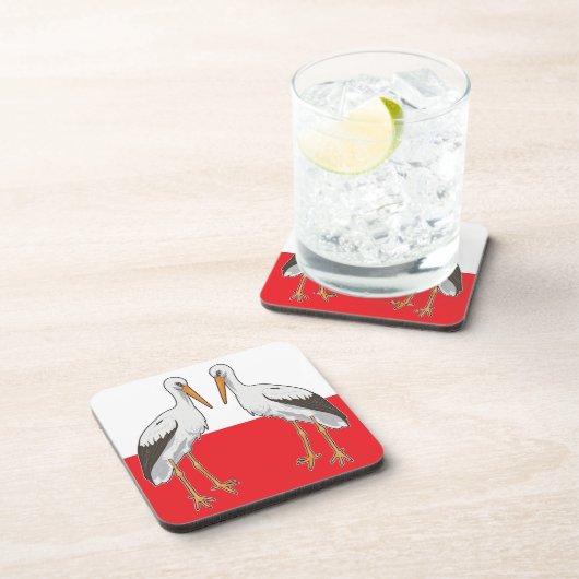 Polnischer Weißstorch Getränkeuntersetzer (Rechte Seite)