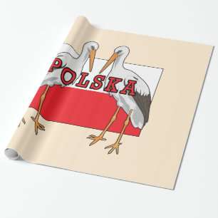 Polnischer Weißstorch Polska Geschenkpapier