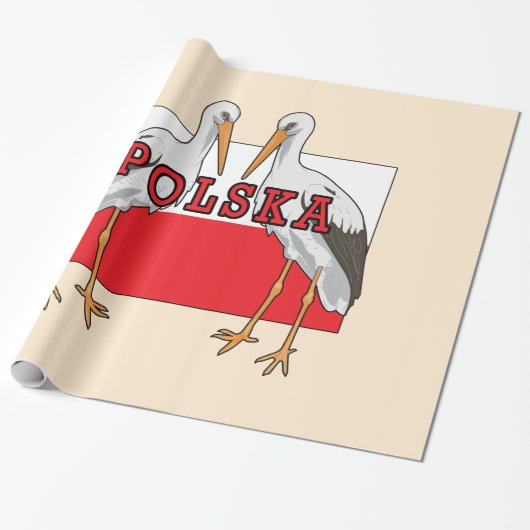 Polnischer Weißstorch Polska Geschenkpapier (Ungerollt)