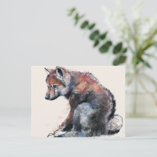 Polnischer Wolf Pup 2001 Postkarte (Stehend Vorderseite)