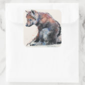 Polnischer Wolf-Welpe 2001 Quadratischer Aufkleber (Tasche)