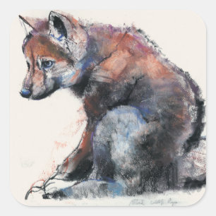 Polnischer Wolf-Welpe 2001 Quadratischer Aufkleber