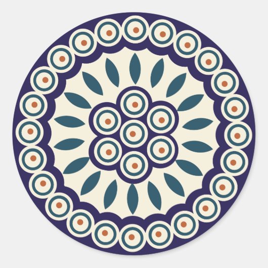 Polnisches Design traditioneller Keramiken. Runder Aufkleber (Vorderseite)
