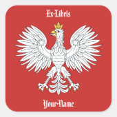 Polnisches Eagle-Buchzeichen Quadratischer Aufkleber (Vorderseite)