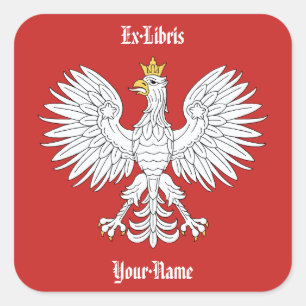 Polnisches Eagle-Buchzeichen Quadratischer Aufkleber