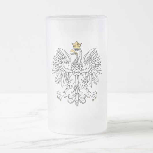 Polnisches Eagle mit Goldkrone Mattglas Bierglas (Mittel)