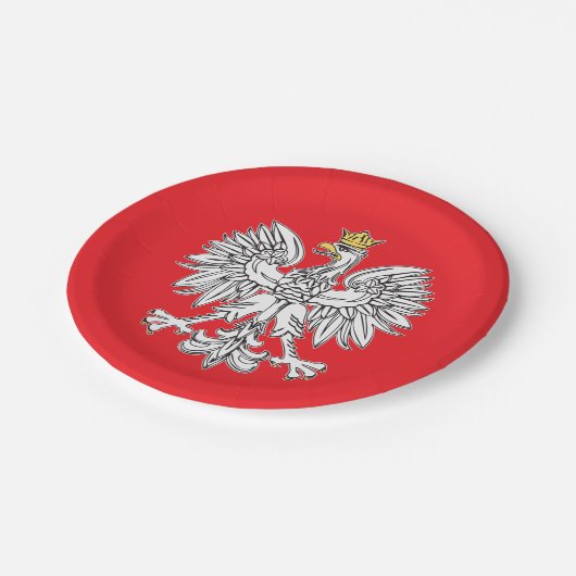 Polnisches Eagle mit Goldkronen-Pappteller Pappteller (Schrägansicht)