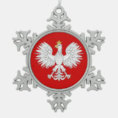 Polnisches Eagle Schneeflocken Zinn-Ornament (Vorderseite)