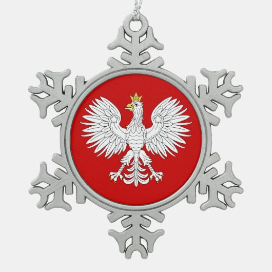 Polnisches Eagle Schneeflocken Zinn-Ornament (Vorderseite)