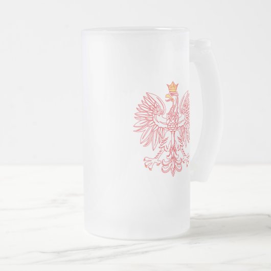 Polnisches Eagle umrissen im Rot Mattglas Bierglas (VorderseiteRechts)