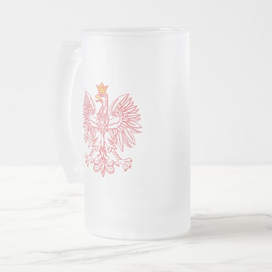 Polnisches Eagle umrissen im Rot Mattglas Bierglas (Vorderseite Links)