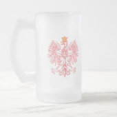 Polnisches Eagle umrissen im Rot Mattglas Bierglas (Links)