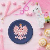 Polnisches Eagle umrissen im Rot Pappteller (Party)