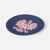 Polnisches Eagle umrissen im Rot Pappteller (Schrägansicht)