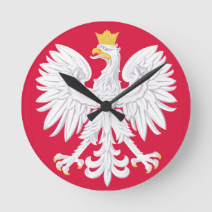 Polnisches Emblem - Polnischer Schild - Polska her Runde Wanduhr