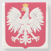 Polnisches Emblem - Polnischer Schild - Polska her Steinuntersetzer (Vorderseite)