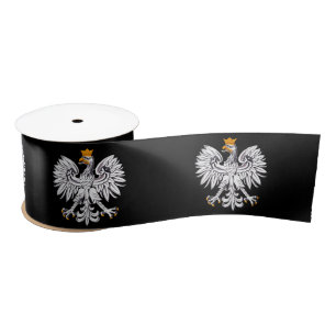 Polnisches Flag- und Adlersymbol, Polen schwarz /  Satinband