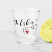 Polnisches Flaggen-Herz, Polska, Polen Schnapsglas (Vorderseite)